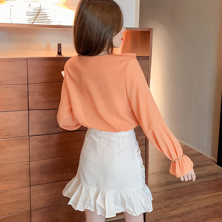 MOOGU ♡ Kemeja korea fashion blouse warna solid atasan wanita