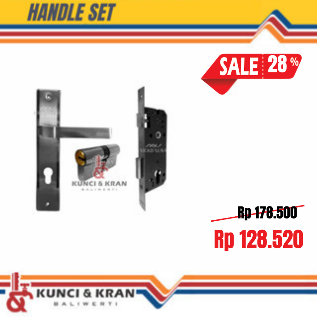 Handle Pintu Lengkap GRT 999 KOTAK SN CP Gagang Pintu Rumah