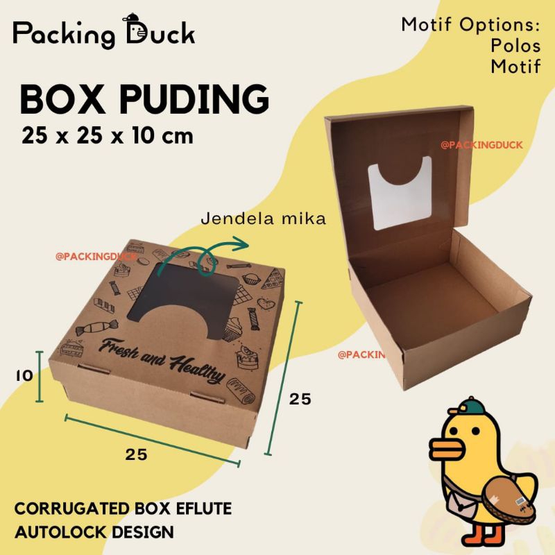 

(MIN ORDER 25 PCS) BOX PUDING KUE 25x25x10 / DUS KUE WINDOW / KOTAK PUDING MIKA
