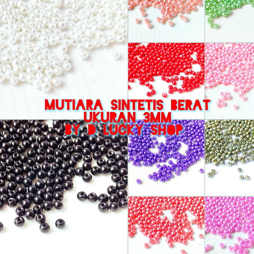 mutiara sintetis/mutiara berat/mote/manik manik/ukuran 3mm/per 5 gram/