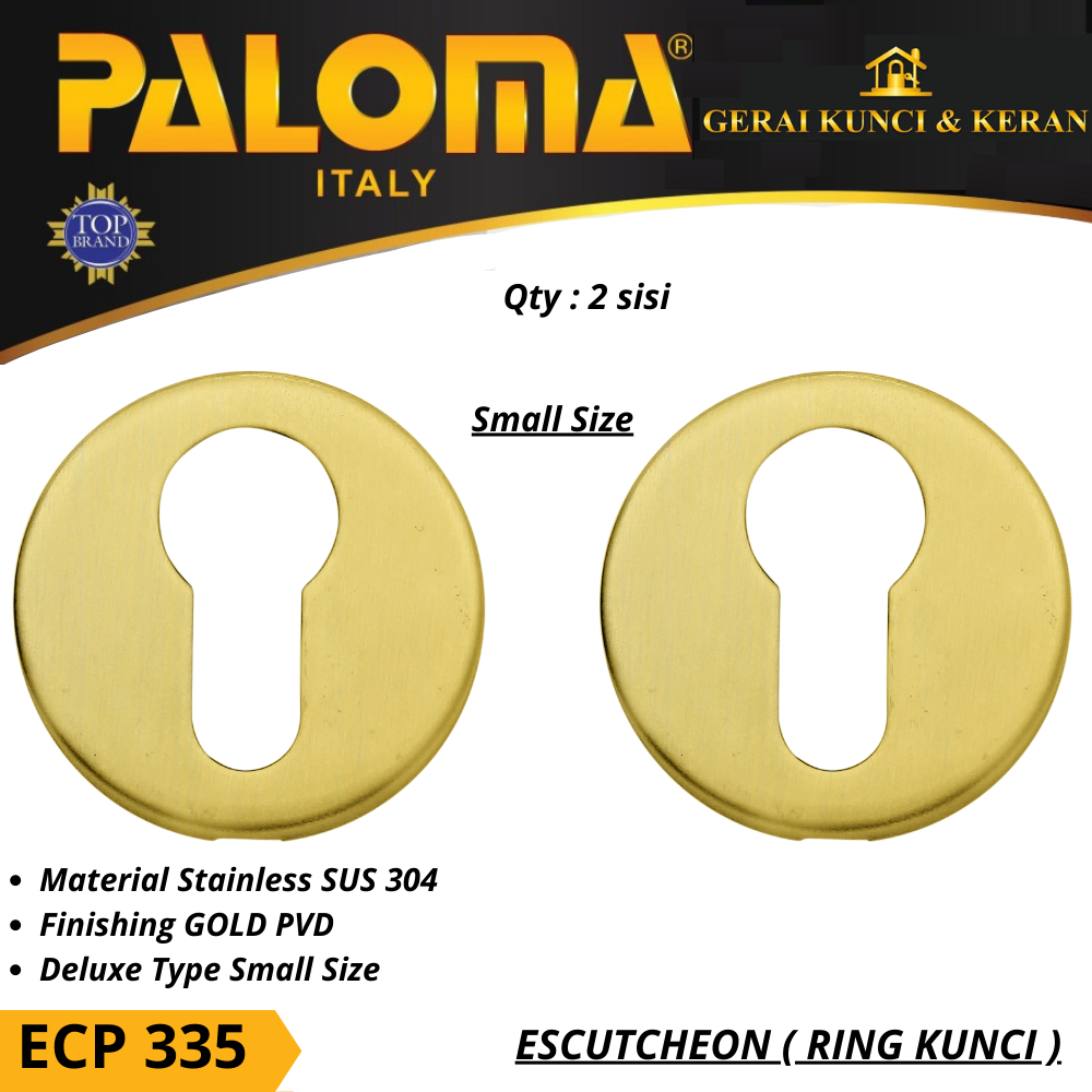 PALOMA ECP 335 ESCUTCHEON Ring Kunci Bulat SMALL GOLD EMAS PVD