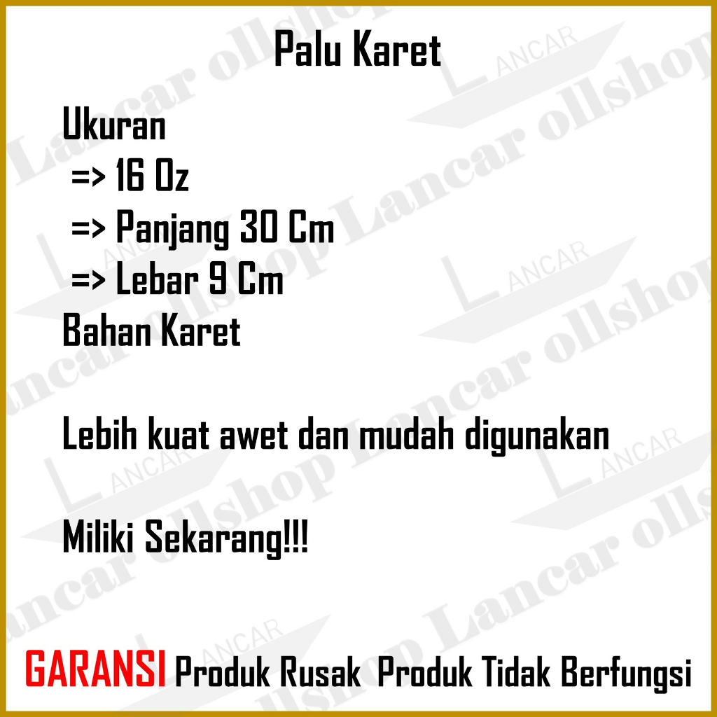 Palu Karet 16 Oz Rubber Hammer Wooden Handle Palu Flooring / Palu Karet Gagang Kayu 16 Oz