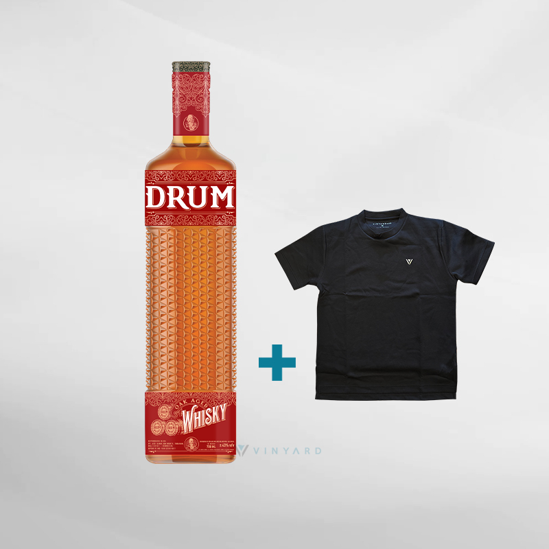 Bundling Drum Red Label 700 ml + T-shirt Vinyard Black (Original &amp; Resmi By Vinyard )