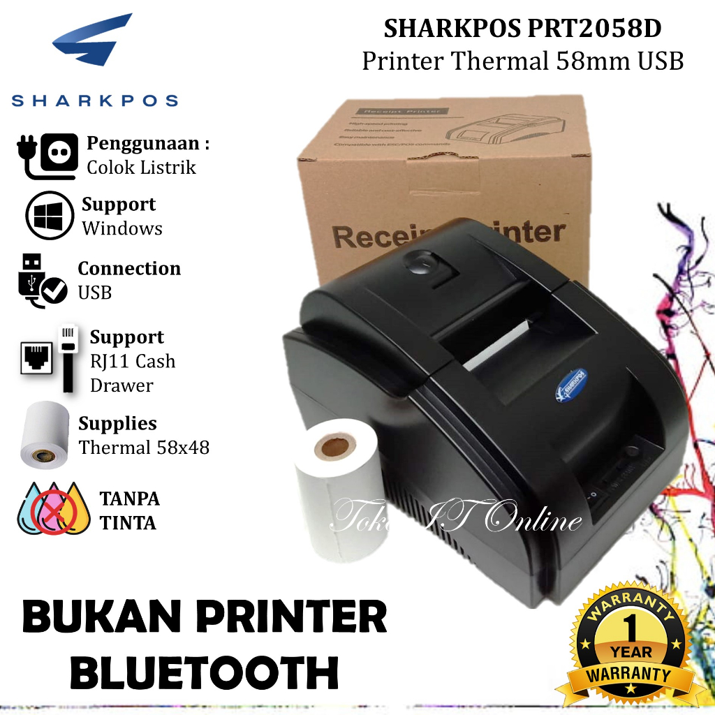 SHARKPOS PRT 2058D PRINTER THERMAL 58MM USB CETAK STRUK KASIR PRT 2058D MOKA QASIR