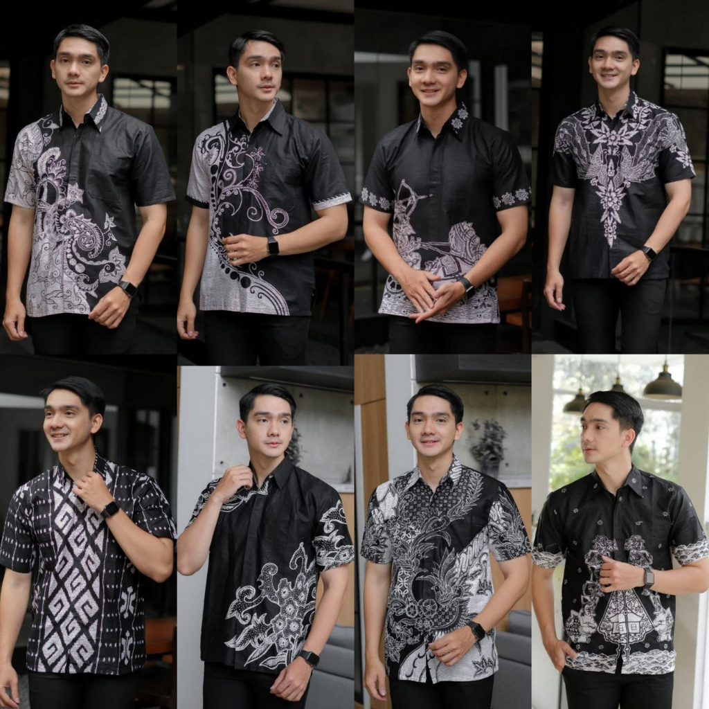 BAJU BATIK PRIA ABADI HEM KEMEJA BATIK HITAM MANIS SOGAN HALUS LENGAN PENDEK