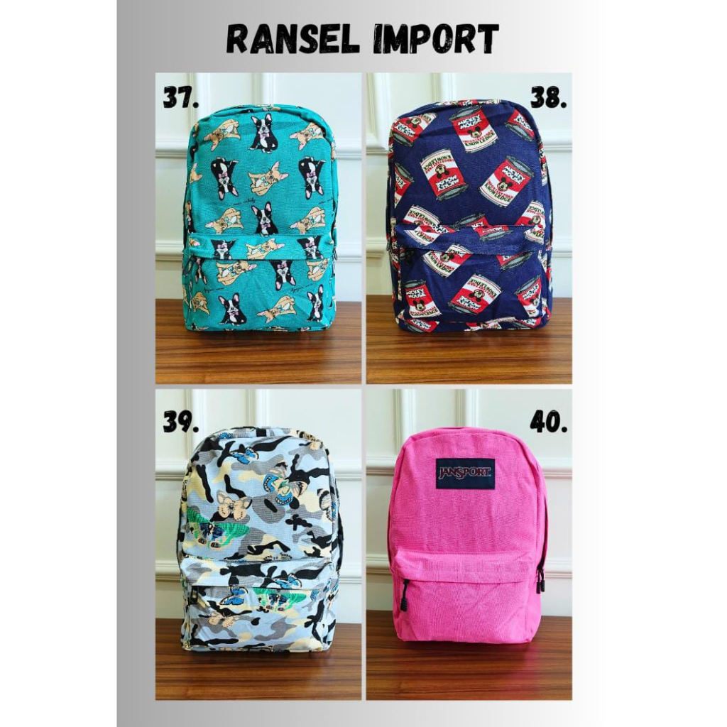 (PINK_IMP)  Ransel Anak SD SMP SMA IMPORT Quality New Tas Fashion Unisex Cowok Cewek . Ready 24 Motif