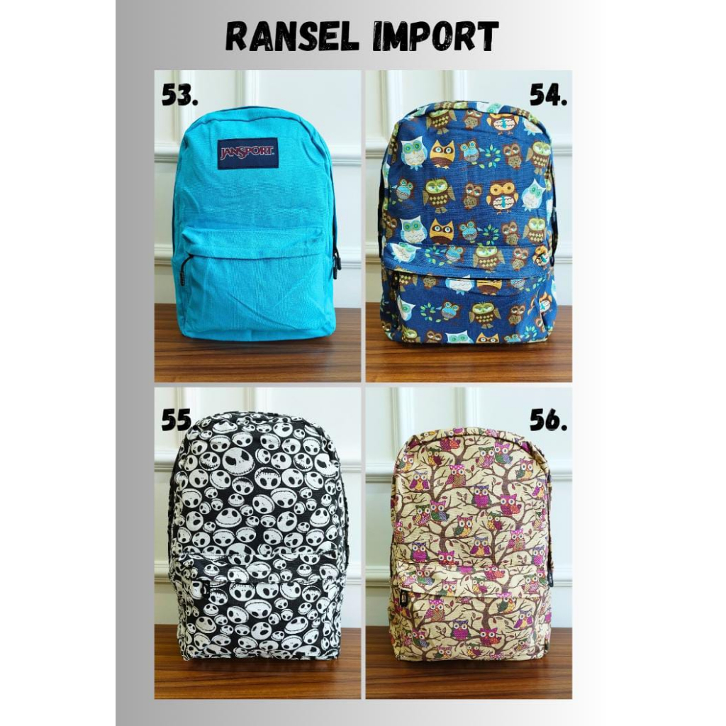 (PINK_IMP)  Ransel Anak SD SMP SMA IMPORT Quality New Tas Fashion Unisex Cowok Cewek . Ready 24 Motif