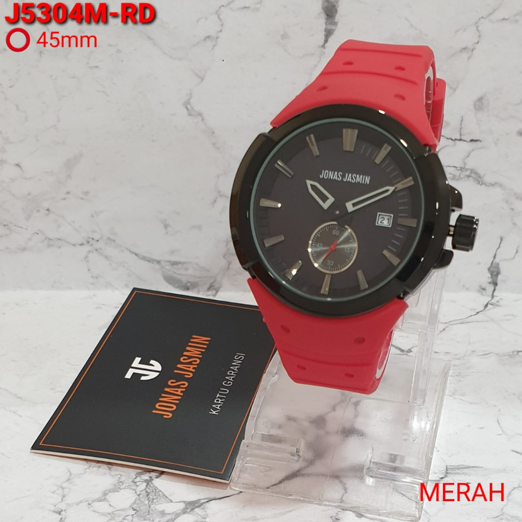 JAM TANGAN WANITA JONAS JASMIN HB004 CHRONO AKTIF TALI RUBBER TANGGAL AKTIF