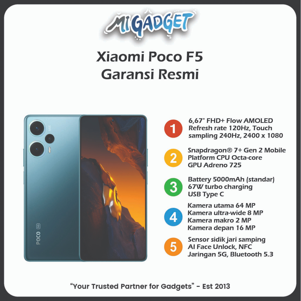 Xiaomi Poco F5 8/256 Garansi Resmi Not Poco F4 GT