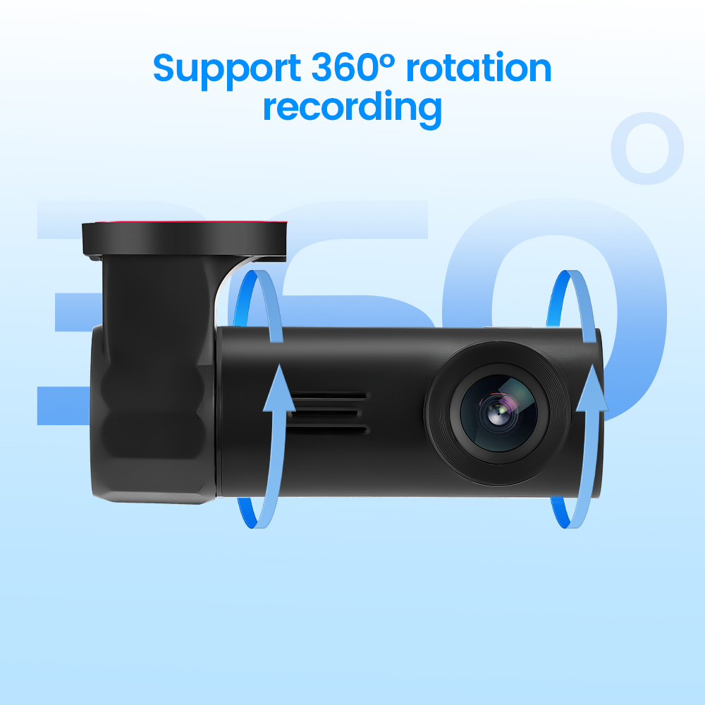 720P HD WiFi Dashcam for Vehicle 360° Rotatable Lens Car DVR Dashboard Camera with App Control Loop Recording Parking Monitor