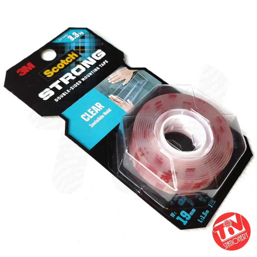 

Double Tape 3M Scotch Strong Clear Mounting 19 mm x 1.5 m (Invisible)