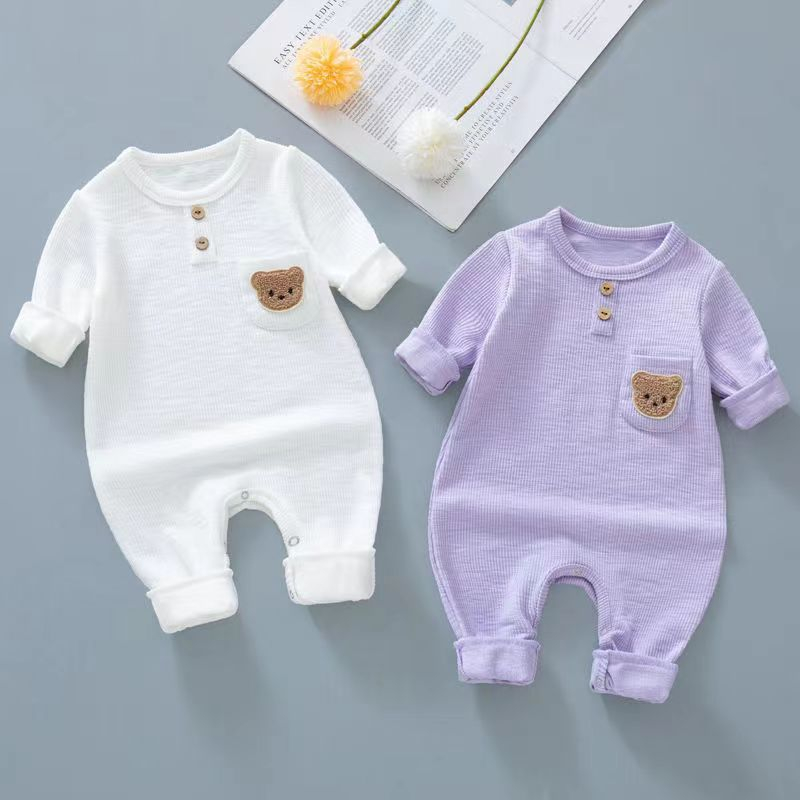 Sleepsuit bayi Summer Bordir Bear / Jumper Panjang bodir bear