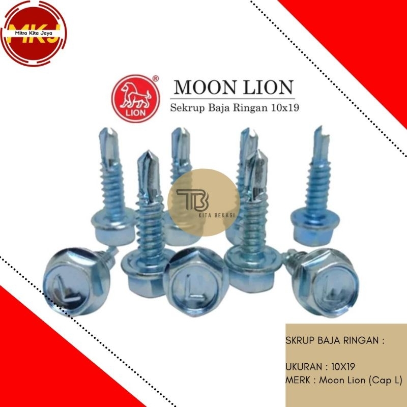 BAUT BAJA RINGAN 10x19 (2 cm) MOON LION / BAUT ROOFING 10x19 (2cm) MOON LION / SEKRUP BAJA RINGAN 2 