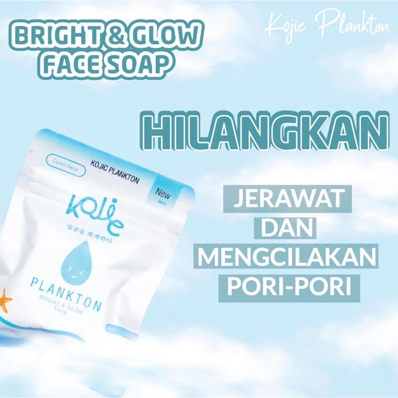 KOJIC PLANKTON BRIGHT &amp; GLOW | 40gr FACIAL SOAP dan 90gr BODY SOAP