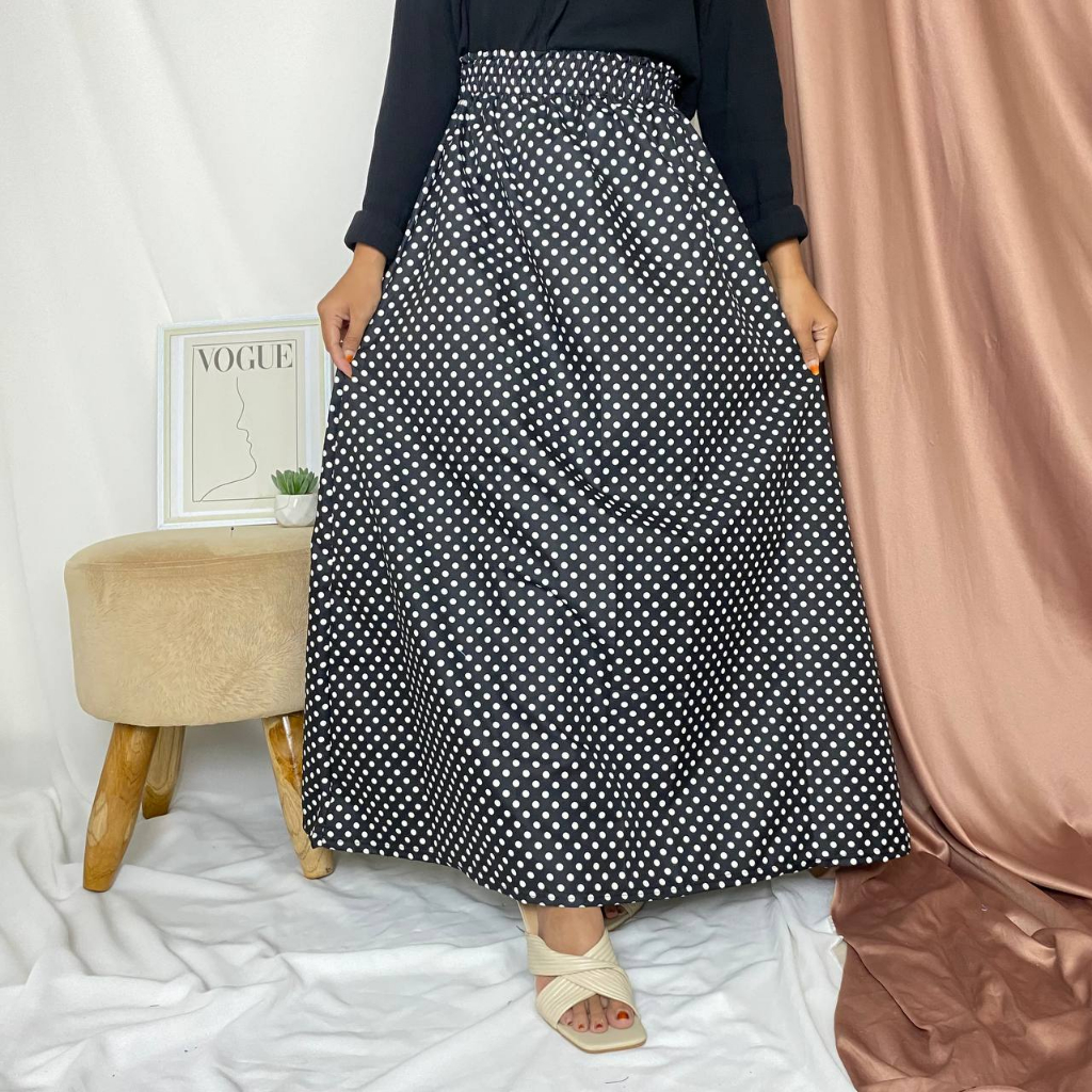 ROK A-LINE  POLKADOT BAHAN KATUN/ROK POLKA MOTIF