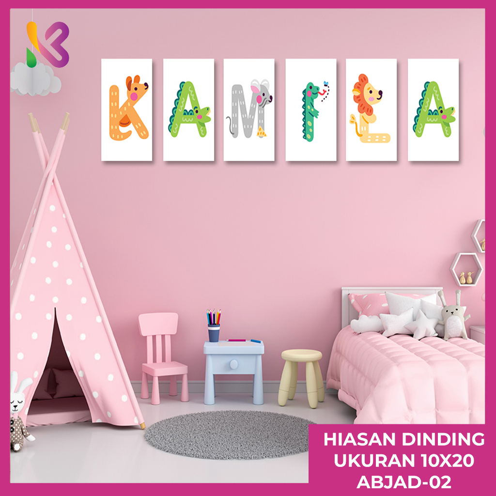 MARKAS DECOR - Custom Dekorasi Poster Kayu Huruf Alphabet Angka Anak Wall Decor