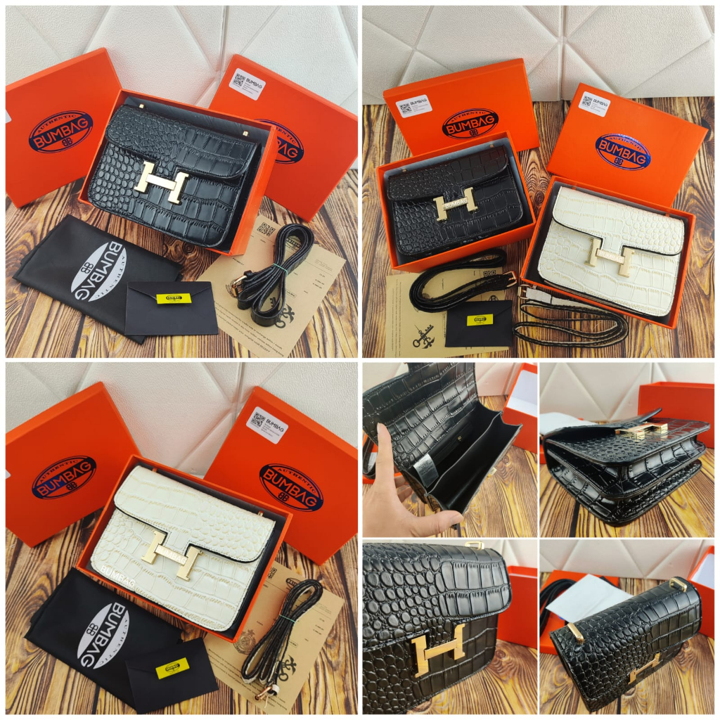 BUMBAG - TAS IMPORT SLEMPANG CONSTANTINE CROCO SMALL FREE BOX DAN PAPERBAG KOMPLIT ACC.GOLD SUPER IMPORT HIGH MIRROR SLINGBAG CROCO PREMIUM - SLING BAG CONSTANCE CROCO DOVE UK.19 FREE BOX DAN PAPERBAG KOMPLIT IMPORT ACC. GOLD / TAS SLEMPANG CROCO 191531