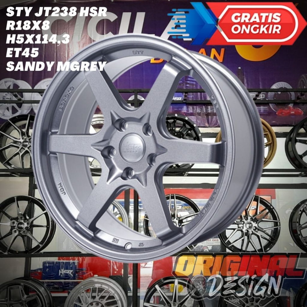 Velg Te37 Ring 18 HSR STY R18 Lobang 5 Lebar 8 ET45 Grey