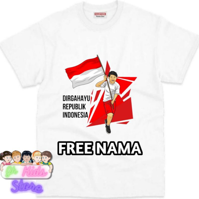 Baju anak/kaos anak gambar kemerdekaan 17 Agustus/free name