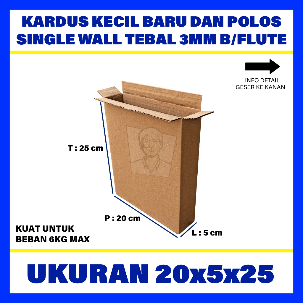 

Kardus Box Karton Polos Packing 20x5x25