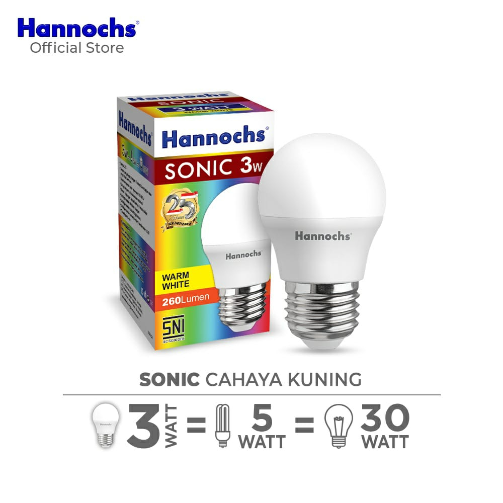 (JB99) Hannochs Lampu LED Sonic 3 Watt - Cahaya Kuning