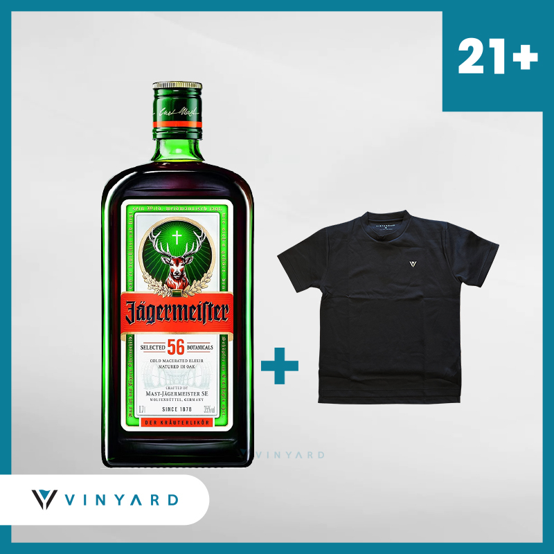 Bundling Jagermeister 700 ml + T-shirt Vinyard Black ( Original &amp; Resmi By Vinyard )