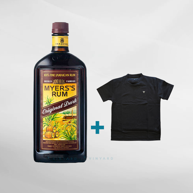 Bundling Myers's Dark Rum 750 ml + T-shirt Vinyard Black ( Original &amp; Resmi By Vinyard )