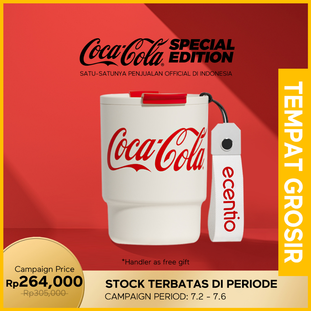 ecentio Coca-Cola Tumbler 360ml Mug Travel Cangkir Kopi Mini Coffee Cup Tumbler Mug 316 Stainless Cangkir Sippy