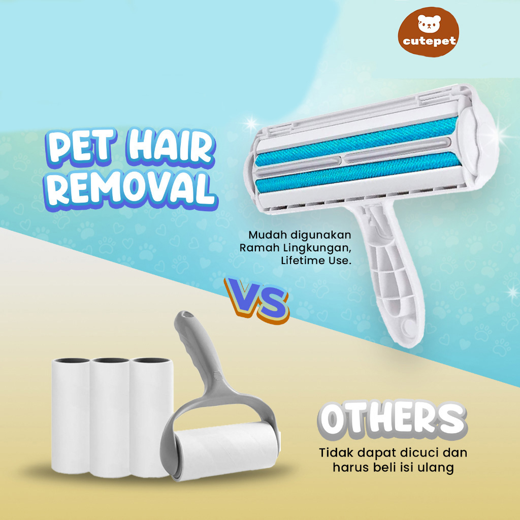 sikat bulu kucing/Pembersih Bulu Kucing/Anjing PET HAIR REMOVAL yaitu Lint Roller Portable Jangka Panjang (Lifetime Use) untuk Pembersih Baju/Pakaian, Sofa, Tempat Tidur dll