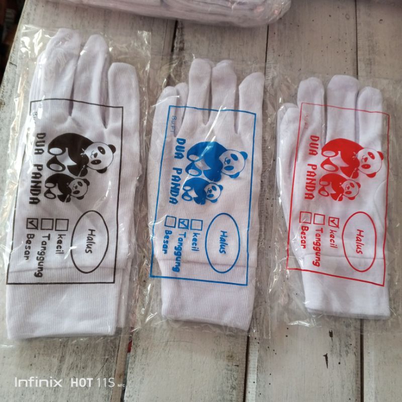 Sarung tangan paskibra elastis kain kaos JJ / panda / dua panda sepasang