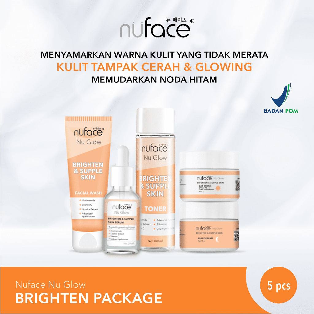 Nuface Skincare Fuji Brighten &amp; Supple Skin Package Paket Brightening Nu Face Nu Glow Mencerahkan Wajah