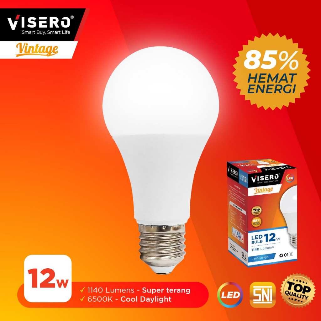 Bohlam LED Visero Vintage 12 Watt Lampu LED Bulb Super Murah