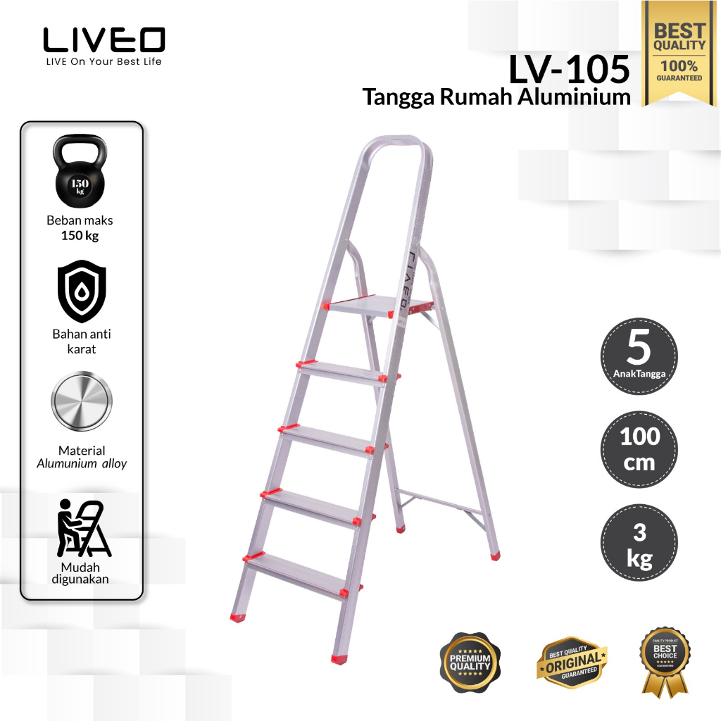 Tangga Rumah Lipat Alumunium Liveo LV-105 / Tangga 5 step