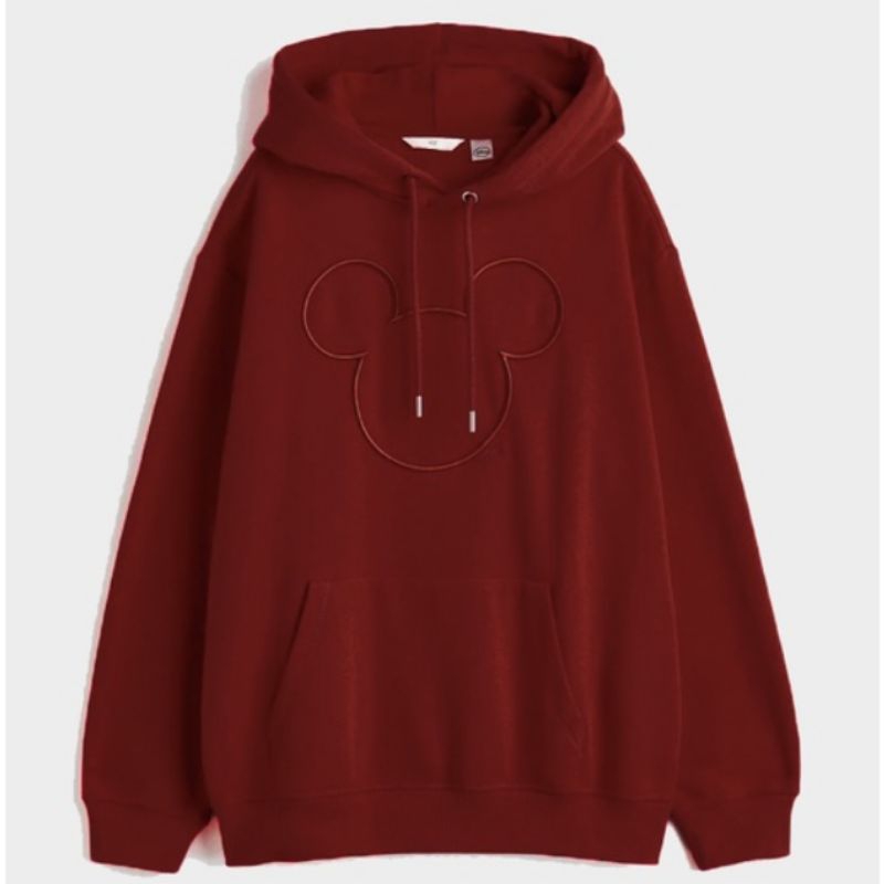 Jaket Hoodie h&m hnm mickey mouse disney maroon