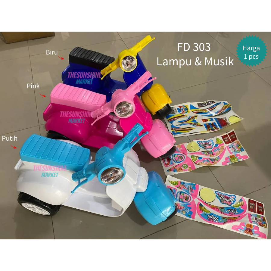 MAINAN ANAK VESPA MINI MUSIC DAN LAMPU FD 303