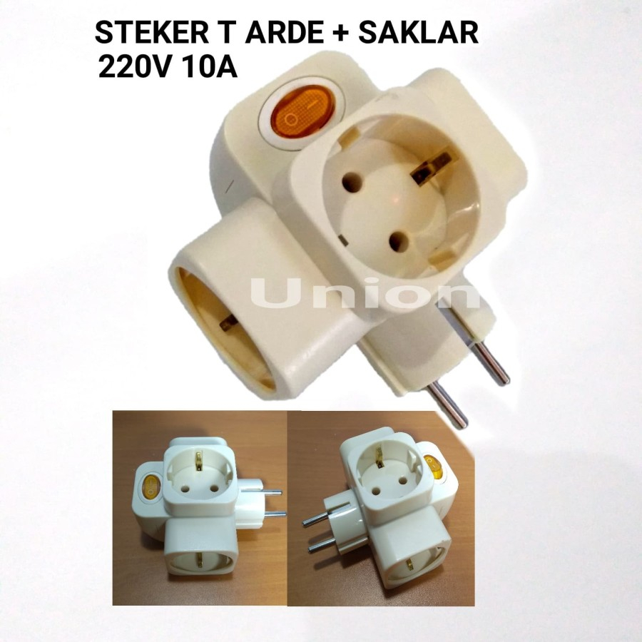 STEKER T ARDE /COLOKAN LISTRIK ARDE CABANG 3 + SAKLAR BRIGHT G