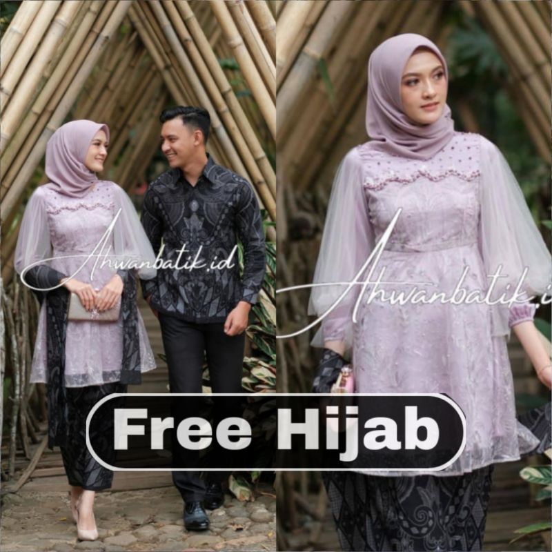 set kebaya batik couple LUNA TUNIK gratis jilbab kebaya modern kebaya lamaran