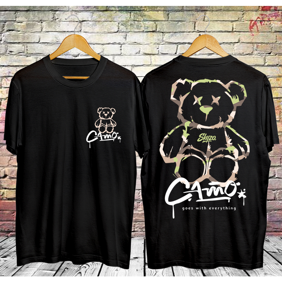T-shirt Baju Kaos Bear Camo Black
