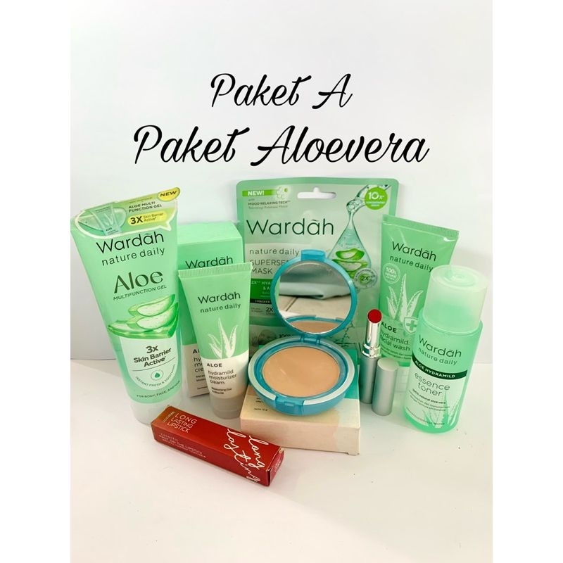 Wardah Paket Makeup dan skincare Aloevera Lengkap