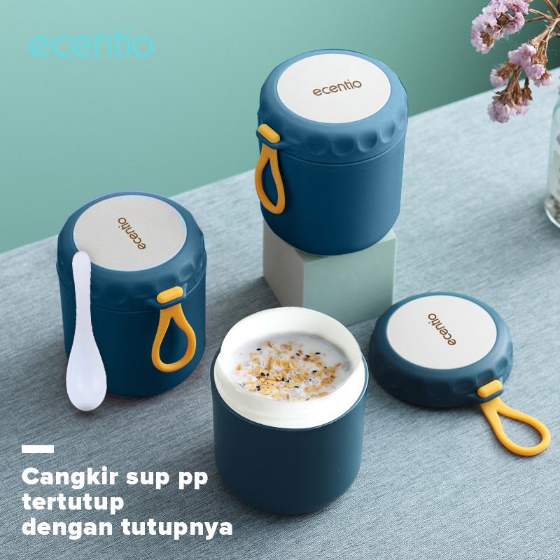 ecentio cangkir sup portable soup tahan panas anti tumpah lunch box tempat sup tahan panas bekal mug sup sarapan mangkuk sup piknik