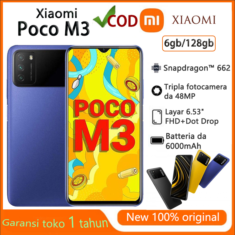 [COD] XIAOMI POCO M3 RAM 6/128GB 4/128GB Display Dot Drop FHD+ da 6.53" Batteria da 6000mAh Garansi 