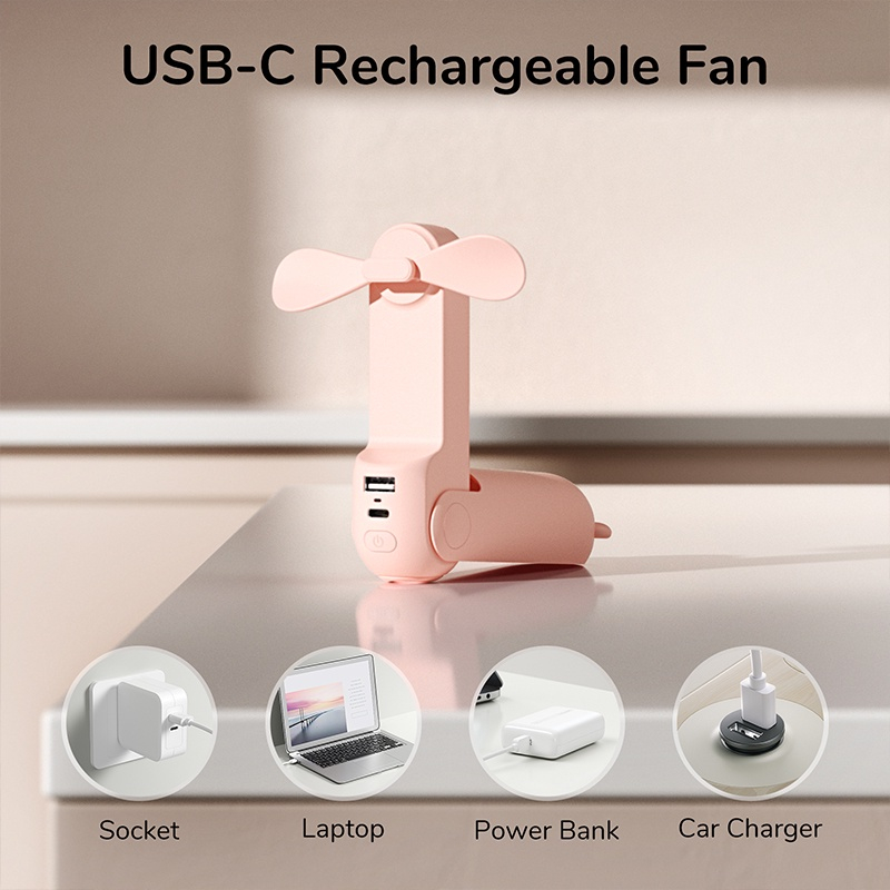 Kipas Angin Portable Fan 4800mah Power Bank+ Mini Fans USB Rechargeable Pocket Desk Handheld Folded Mini Fan