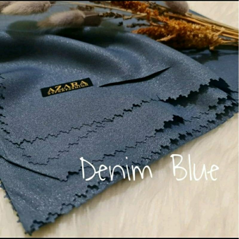 Hijab Jilbab Kerudung Segiempat Sinar Glamour Nur Sinaran Azara Lasercut Warna Denim Blue