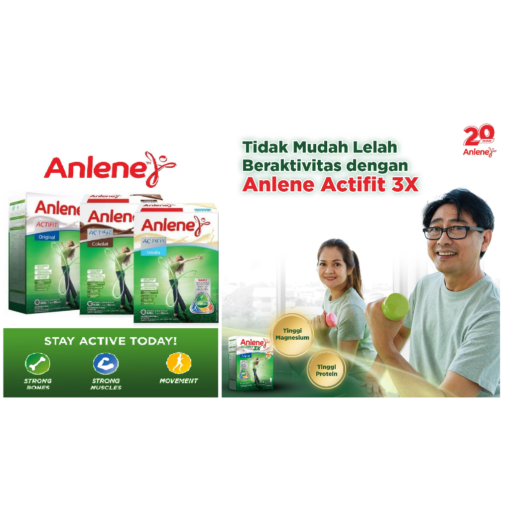 

Anlene Actifit 3X Susu Bubuk Dewasa Cokelat, Vanilla, Original 240g-Tulang, Sendi & Otot