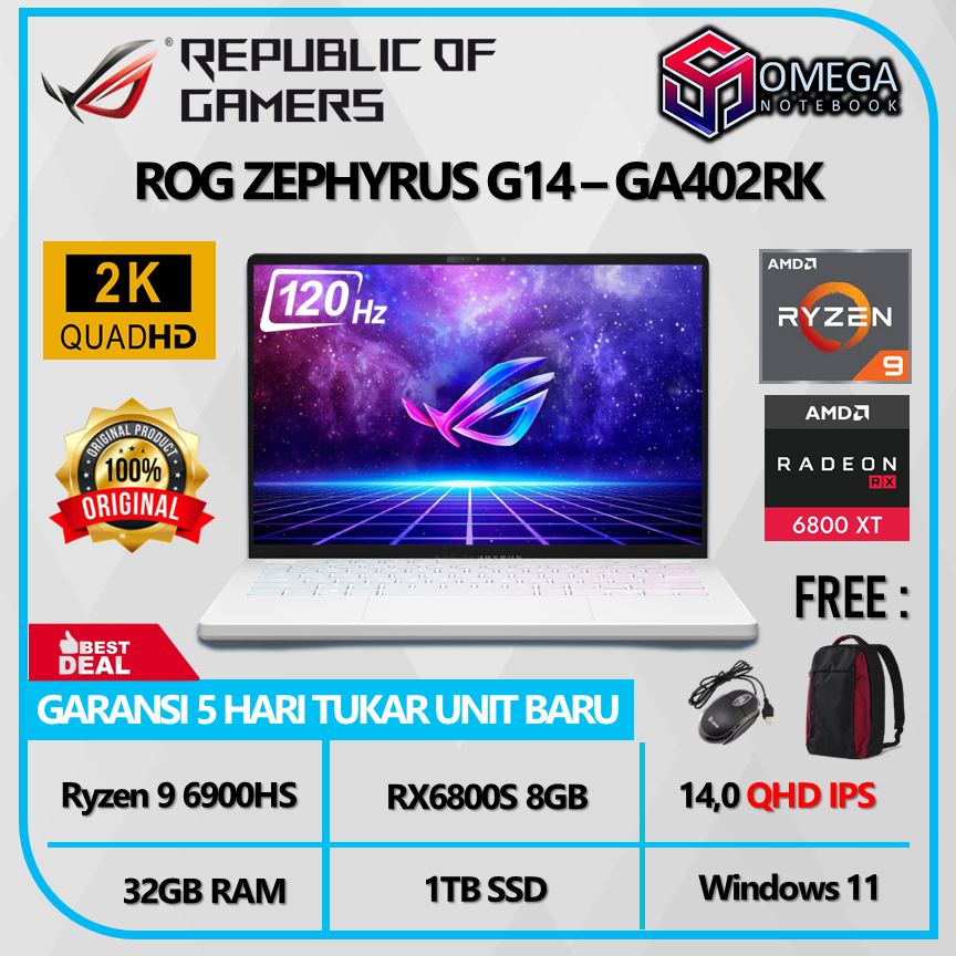 ASUS ROG ZEPHYRUS G14 GA402RK ANIME MATRIX Ryzen 9 6900HS 32GB 1TB SSD RX6800S 8GB 14,0 QHD 120Hz