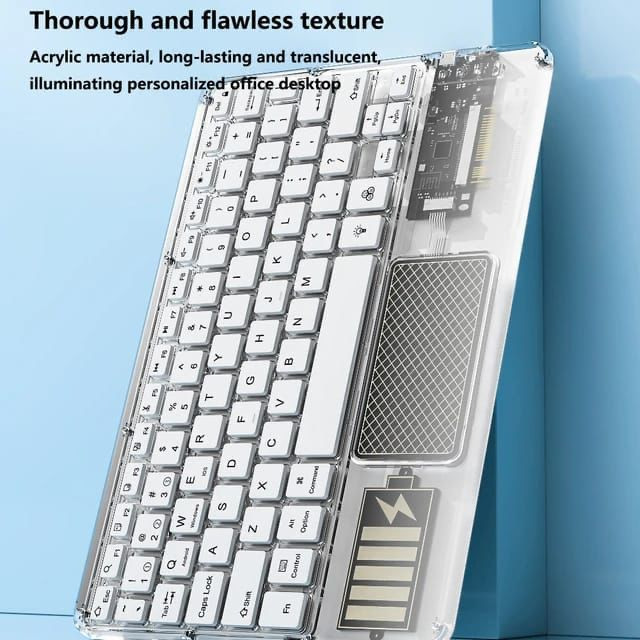 Keyboard Bluetooth lampu latar nirkabel, RGB transparan dengan Touchpad iPad untuk iPad Android iOS Tablet Windows(JAYA ACC)