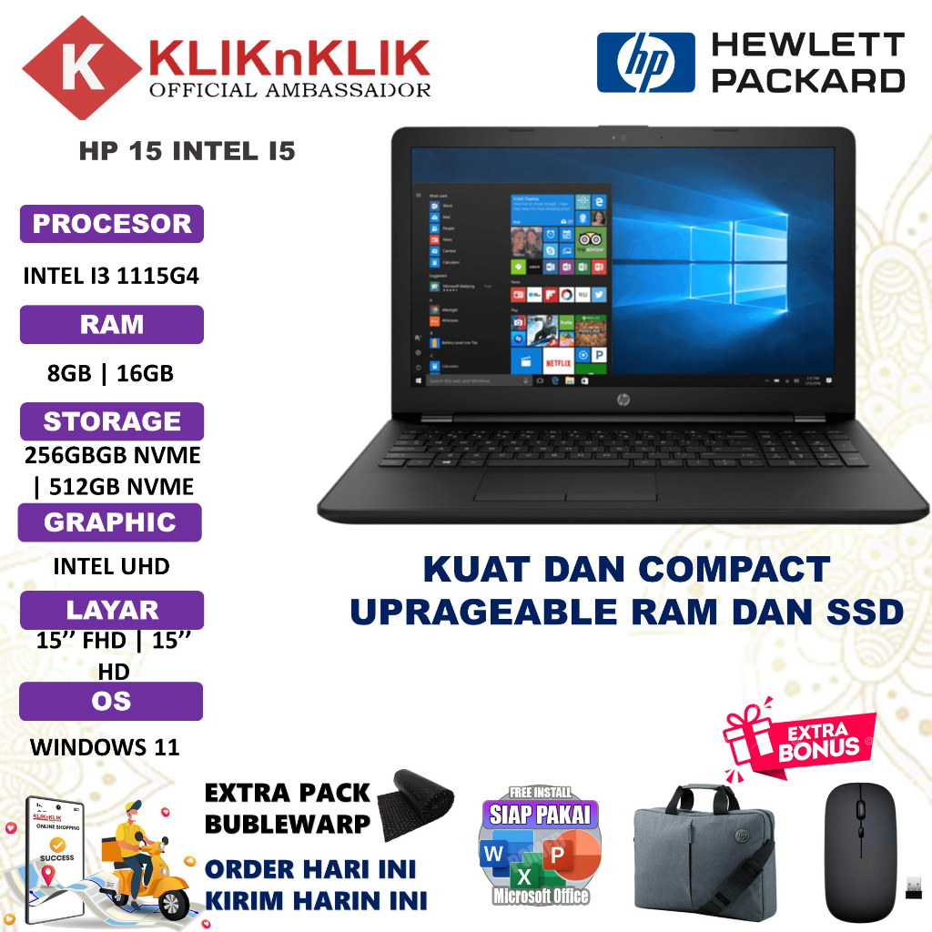 LAPTOP DESAIN HP 15 INTEL I5 1235U 16GB 512GB INTEL UHD 15,6&quot; WINDOW 11 HOME