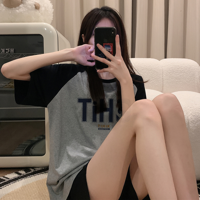 Print T-shirt Kaos Lengan Pendek Vintage Thik Printing Oversize Atasan Wanita Korean Style