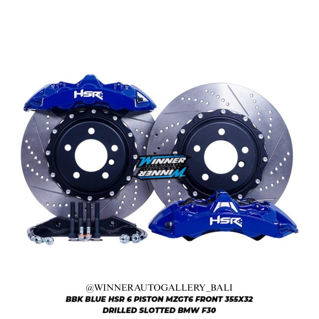 BIG BRAKE KIT MOBIL BMW F30 - BBK BLUE HSR 6 PISTON MZGT6 FRONT 355X32 DRILLED SLOTTED BMW F30 (SCON