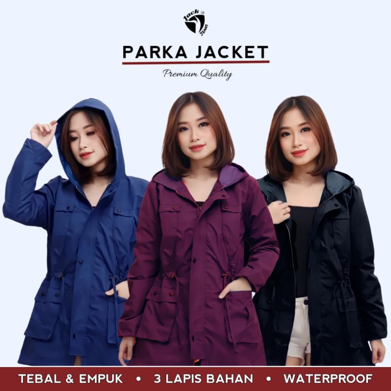 [ PREMIUM QUALITY ] Jaket Parka Mantel Wanita Cewek Bahan Parasut Tebal Anti Air Waterproof JACKJEANS.ID